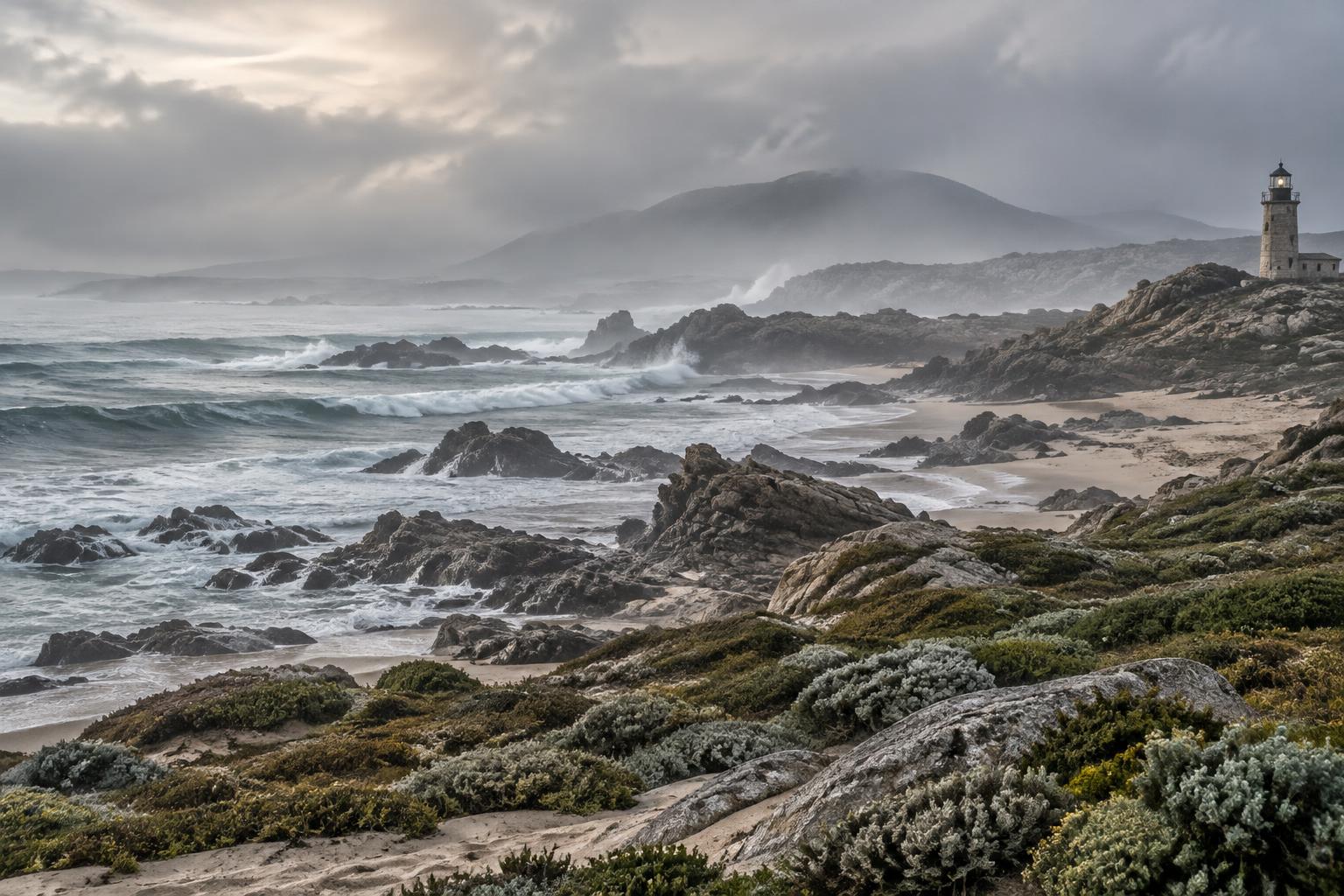 Atmospheric coastal illustration, not a named place